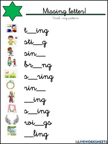 Final -ing pattern