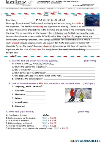 Level 4 Summer Final Quiz