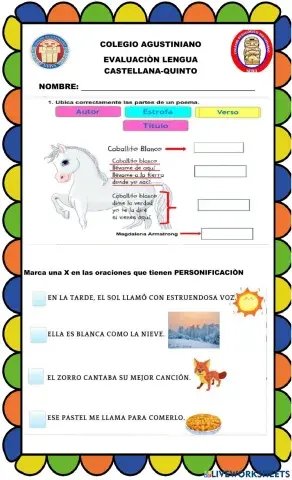 Evaluaciòn lengua quinto