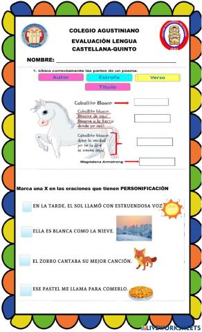 Evaluaciòn lengua quinto