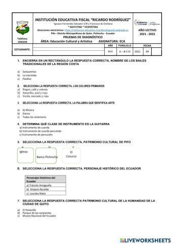 8vo evaluación diagnóstica ECA