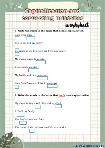 Capitalization and correcting mistakes