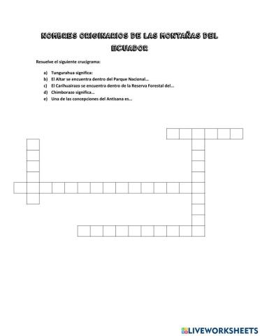 Nombres originarios de las montañas del Ecuador