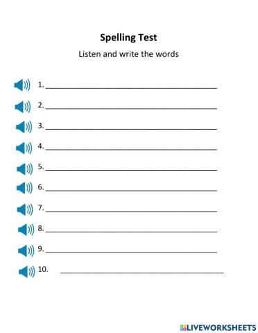 Spelling Test CP 7 Unit 3