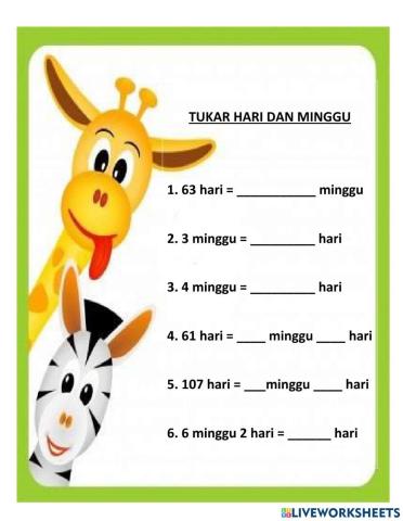 Tahun 4 - tukar hari dan minggu bulan dan tahun