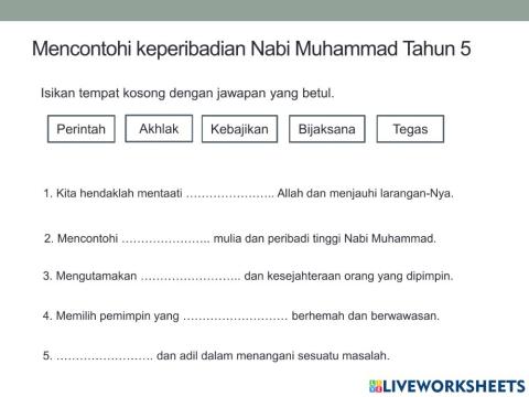 Mencontohi sifat peribadi Nabi Muhammad