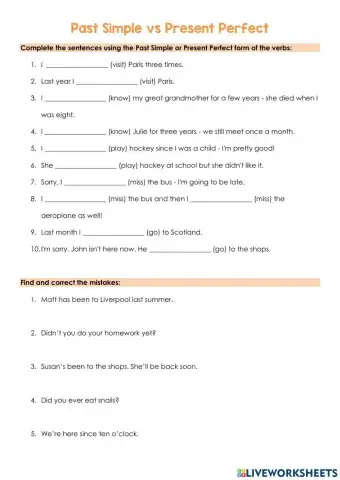 Present Perfect vs Past Simple