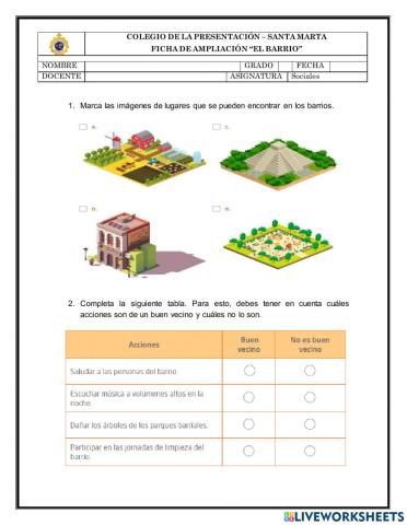 Ficha de Ampliación Mi barrio
