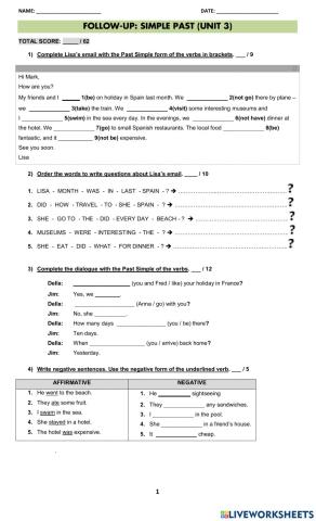 FOLLOW UP UNIT 3 SIMPLE PAST