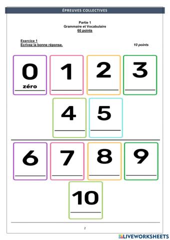 Les Chiffres 1 à 10