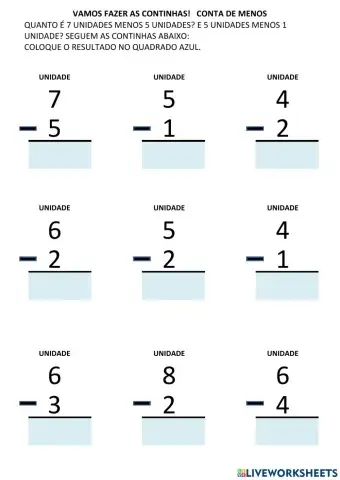 Conta de menos - Subtração