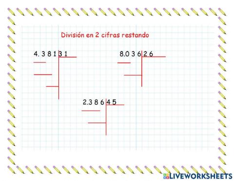 División 2 cifras restando