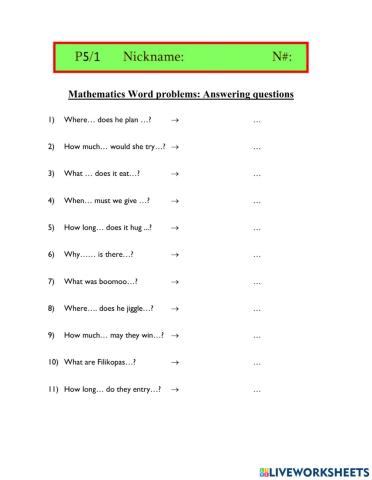 Answering Word problems