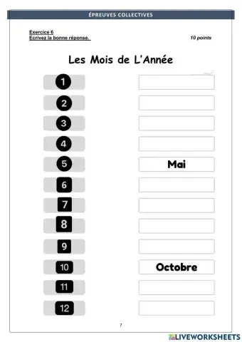 Les Mois de l'année