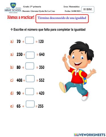 Término desconocido de una igualdad