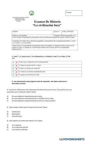 Examen civilización Inca