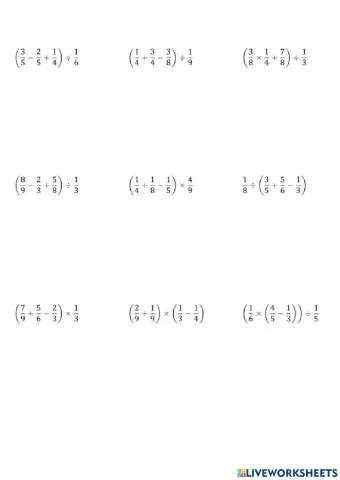 Order of Operations with Fractions II