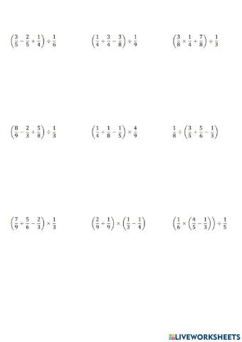 Order of Operations with Fractions II