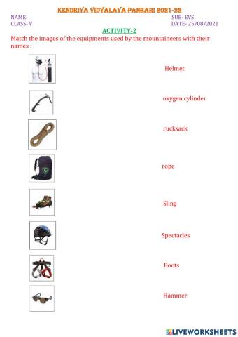 Equipments of the mountainers