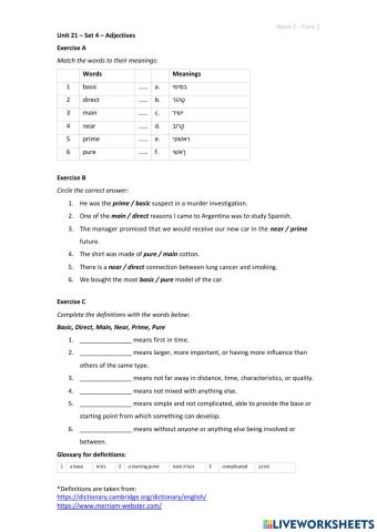 Band 2 (Core 1) - Unit 21 - Set 4
