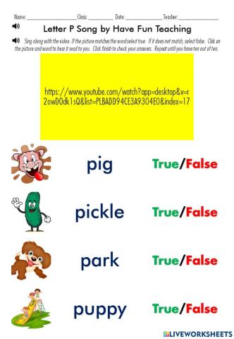 Letter P Song by Have Fun Teaching