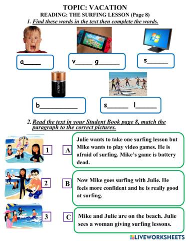 EU 5 - U1-L3 - The surfing lesson