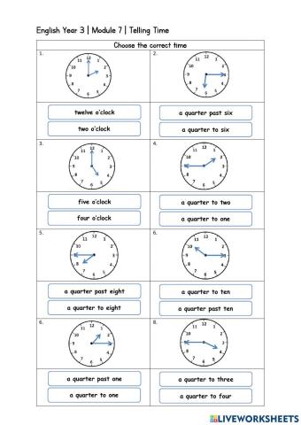 Year 3 Module 7 - telling time