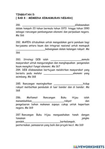 Sejarah KSSM Tingkatan 5 Bab 8 MEMBINA KEMAKMURAN NEGARA