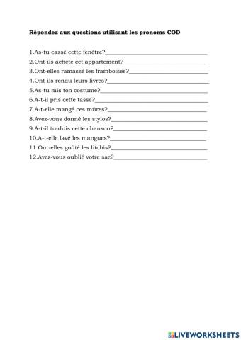 Les pronoms COD
