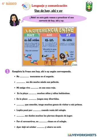 Uso de hay,. ahí y ay