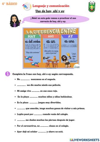 Uso de hay,. ahí y ay