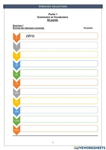 Les Chiffres 1 à 2000