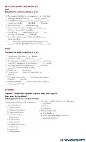 Prepositions of time and place