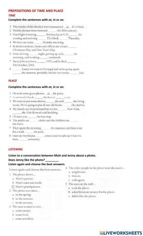 Prepositions of time and place