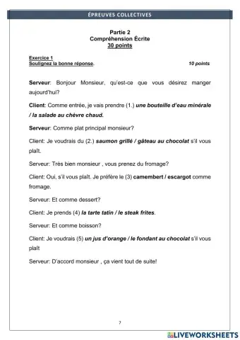 Commander au restaurant