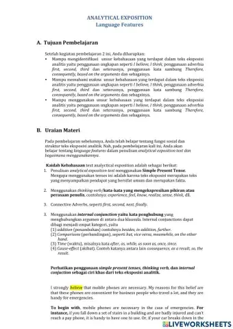 Analytical Exposition Language Features