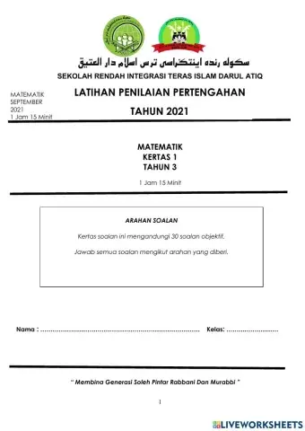 Matematik tahun 3 k1