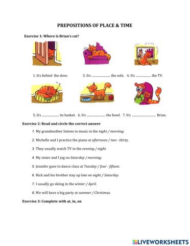 Prepositions of place & time