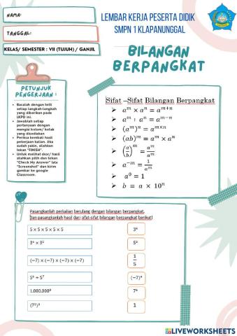 LKPD Bilangan Berpangkat