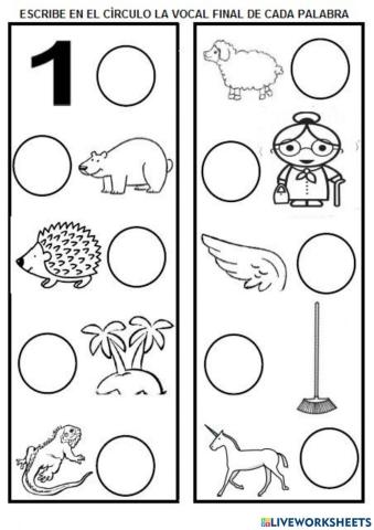 Escribe la vocal final