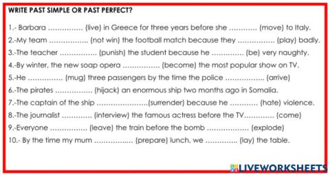 Past simple vs Past perfect 2
