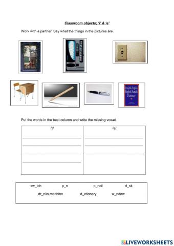 Spelling Classroom Objects