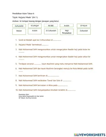 PAI Thn 6: Hajjatul Wada' Siri 1