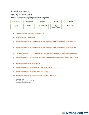 PAI Thn 6: Hajjatul Wada' Siri 1