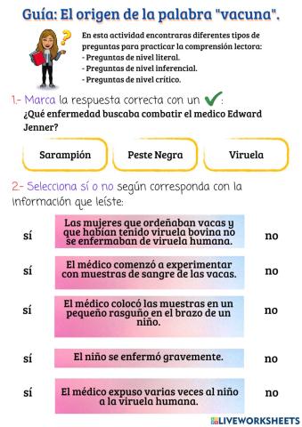 Guía: El origen de la palabra -vacuna-.