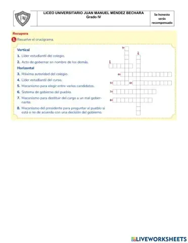 Crucigrama democracia
