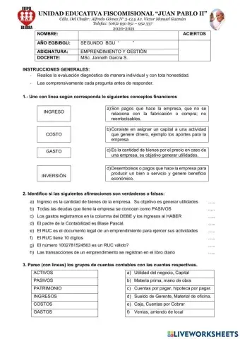 Diagnóstico Emprendimiento 2do BGU