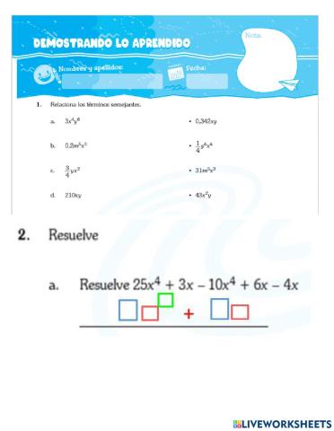 Evaluación de álgebra
