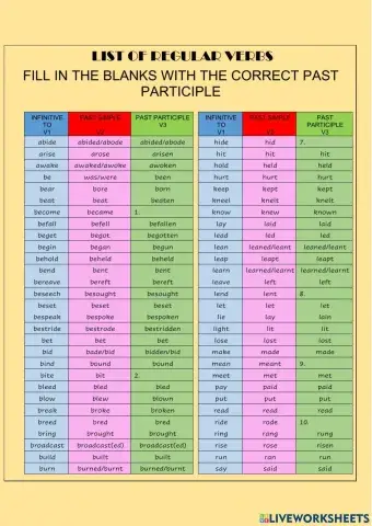 The verb table