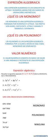 Expresión algebraica